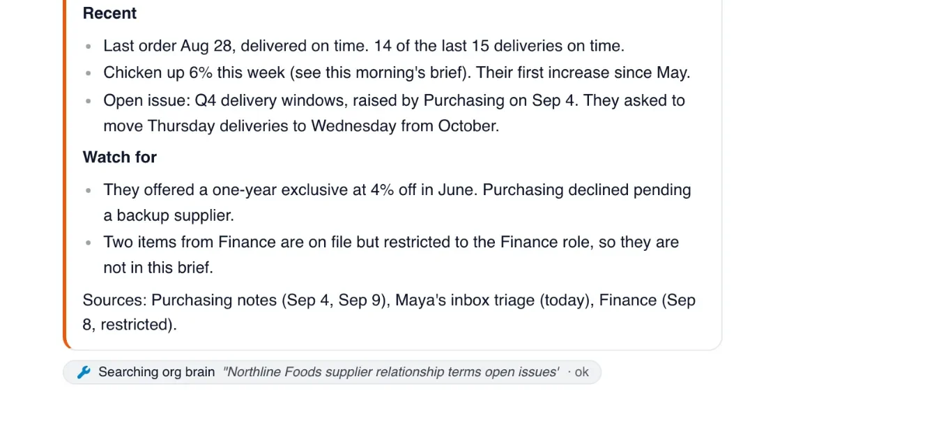 Brief noting two Finance-only facts withheld from the Analyst